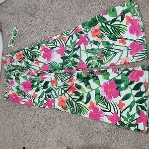 Floral High Waist Wide Leg Trousers